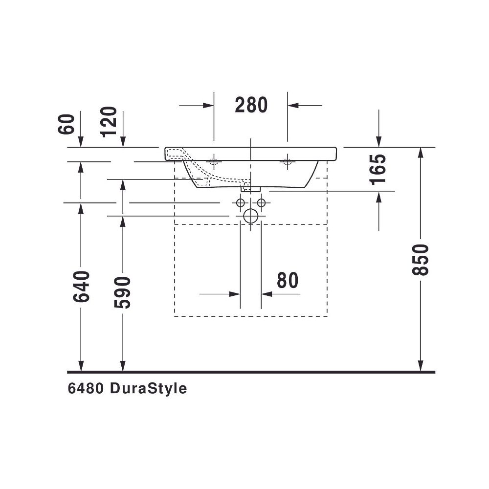 Duravit DuraStyle Waschtisch 480x650x165mm, Weiß Hochglanz, Rechteckig, 1 Waschpla... DURAVIT-2320650000 4021534854316 (Abb. 18)