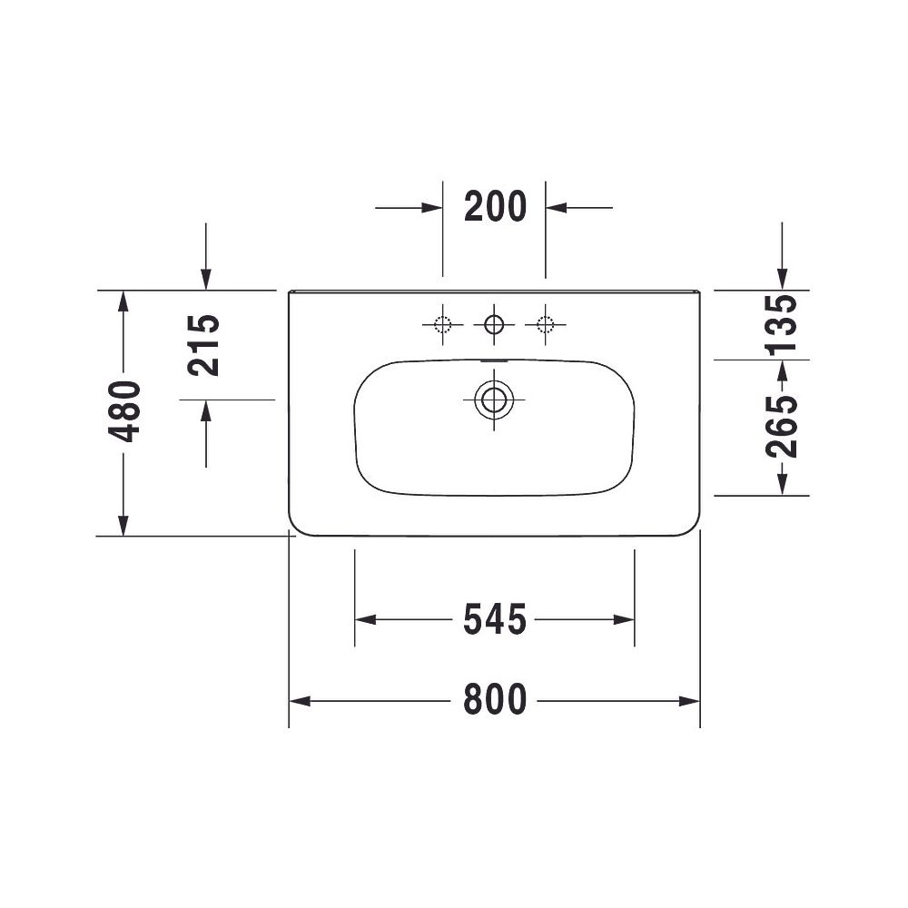 Duravit DuraStyle Waschtisch 480x800x170mm, Weiß Hochglanz, Rechteckig, 1 Waschpla... DURAVIT-2320800000 4021534850721 (Abb. 23)