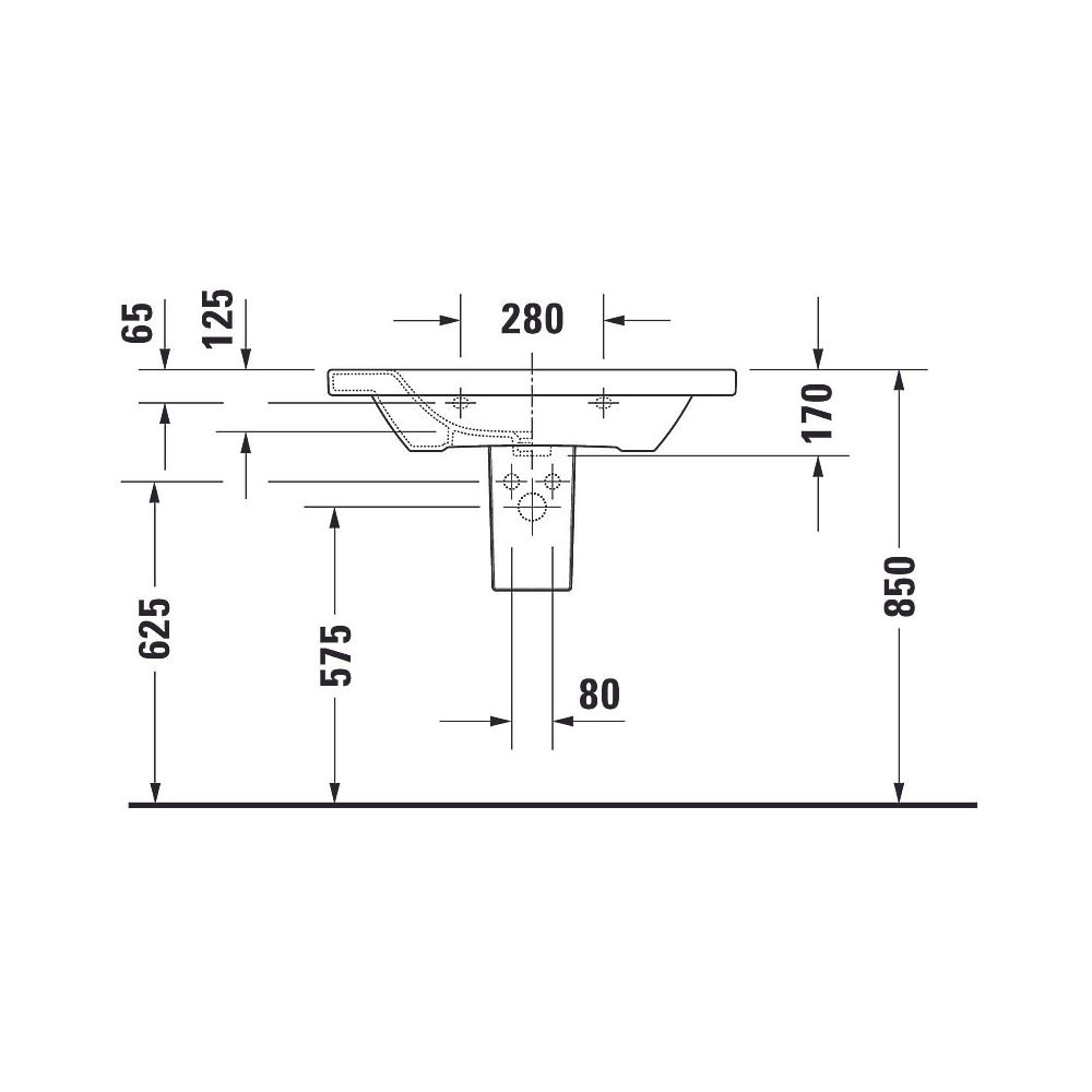 Duravit DuraStyle Waschtisch 480x800x170mm, Weiß Hochglanz, Rechteckig, 1 Waschpla... DURAVIT-2320800000 4021534850721 (Abb. 25)