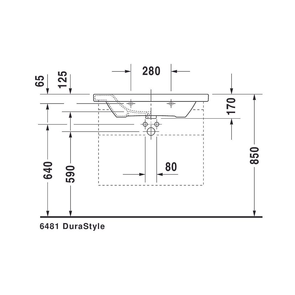 Duravit DuraStyle Waschtisch 480x800x170mm, Weiß Hochglanz, Rechteckig, 1 Waschpla... DURAVIT-2320800000 4021534850721 (Abb. 27)