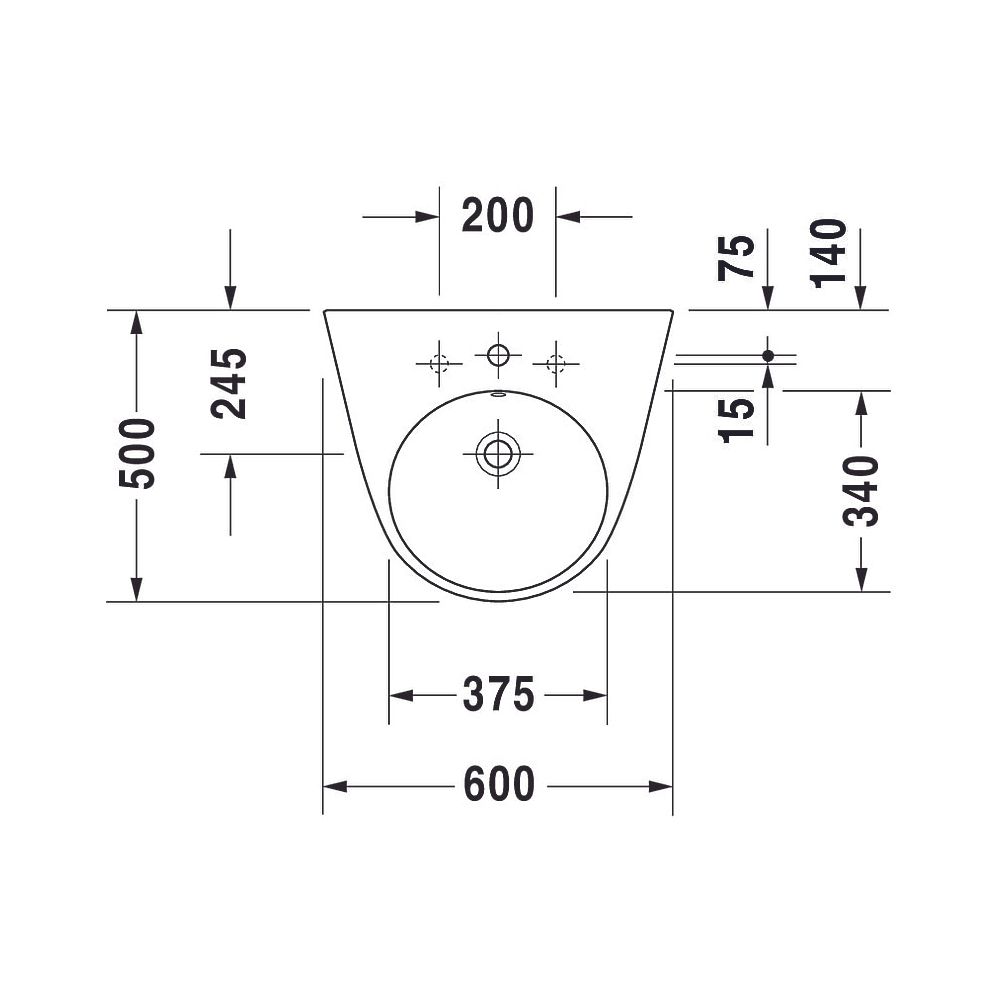 Duravit DuraStyle Waschtisch 440x600x170mm wandhäng., Weiß Hochglanz, Rechteckig, ... DURAVIT-2319600000 4021534851025 (Abb. 17)