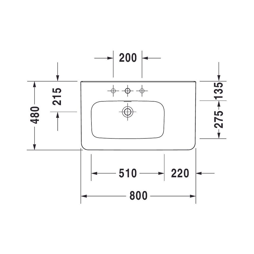 Duravit DuraStyle Waschtisch 480x800x170mm, WonderGliss, Weiß Hochglanz, Rechtecki... DURAVIT-23258000001 4021534894299 (Abb. 9)