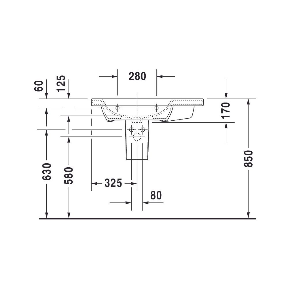 Duravit DuraStyle Waschtisch 480x800x170mm, WonderGliss, Weiß Hochglanz, Rechteck... DURAVIT-23258000001 4021534894299 (Abb. 10)