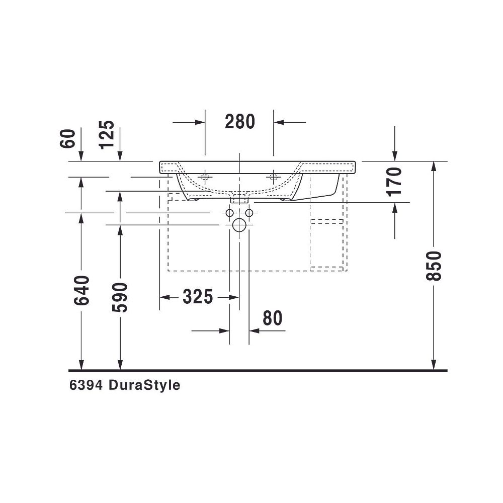 Duravit DuraStyle Waschtisch 480x800x170mm, WonderGliss, Weiß Hochglanz, Rechteck... DURAVIT-23258000001 4021534894299 (Abb. 12)