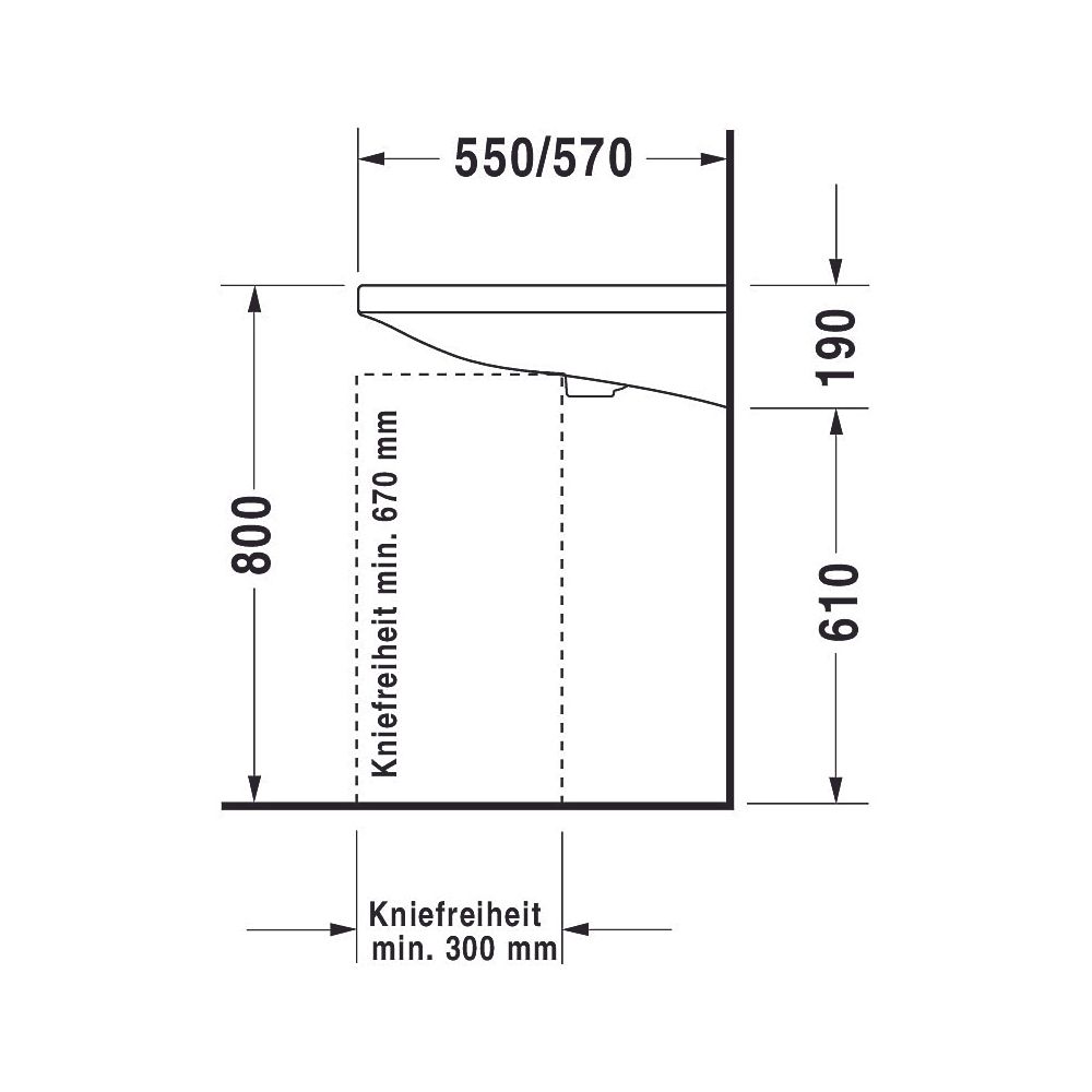 Duravit DuraStyle Waschtisch 570x650x170mm wandhäng., Weiß Hochglanz, Rechteckig, ... DURAVIT-23306500701 4021534958717 (Abb. 6)