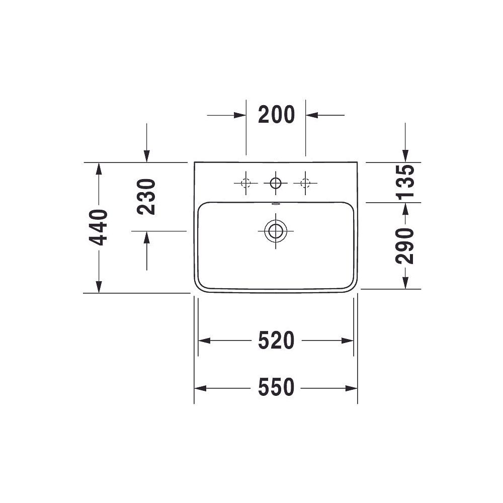 Duravit ME by Starck Waschtisch 440x550x180mm wandhäng., Weiß SDM, Rechteckig, 1 Wa... DURAVIT-2335553200 4053424892702 (Abb. 5)