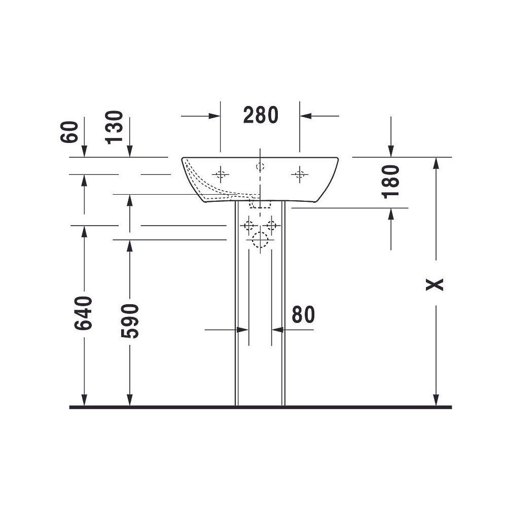 Duravit ME by Starck Waschtisch 440x550x180mm wandhäng., Weiß SDM, Rechteckig, 1 Wa... DURAVIT-2335553200 4053424892702 (Abb. 6)