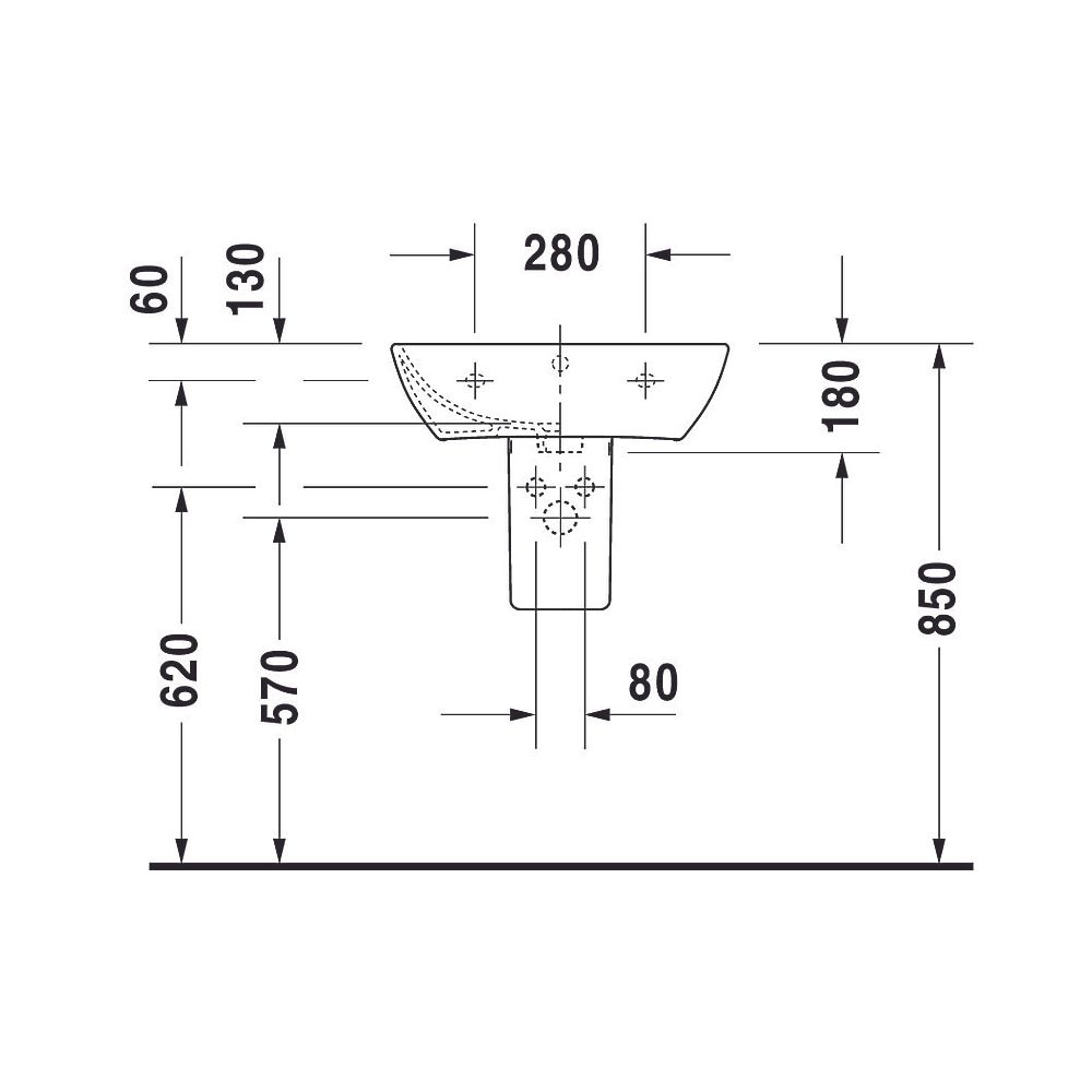 Duravit ME by Starck Waschtisch 440x550x180mm wandhäng., Weiß SDM, Rechteckig, 1 Wa... DURAVIT-2335553200 4053424892702 (Abb. 7)