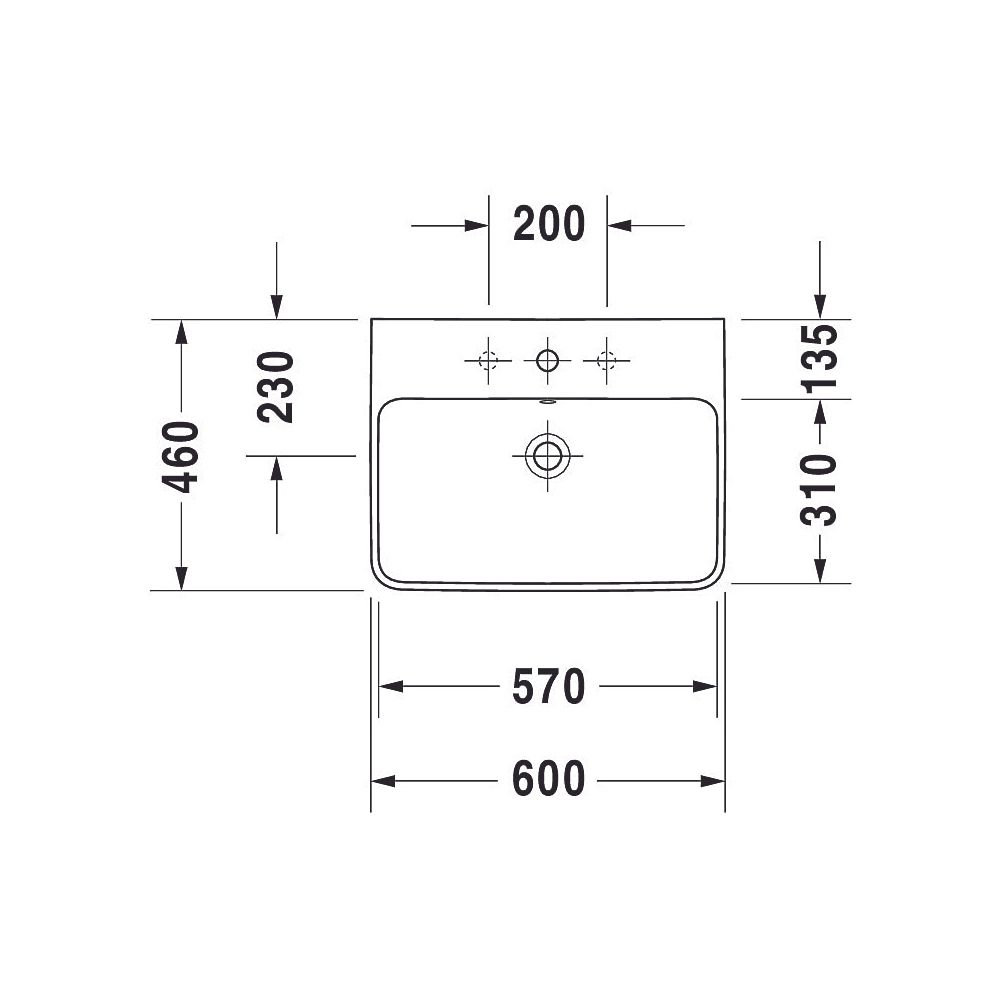 Duravit ME by Starck Waschtisch 460x600x180mm wandhäng., Weiß Hochglanz, Rechtecki... DURAVIT-2335600000 4021534966576 (Abb. 24)