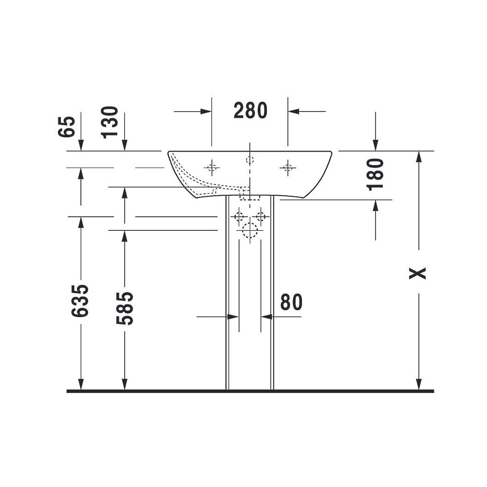 Duravit ME by Starck Waschtisch 460x600x180mm wandhäng., Weiß Hochglanz, Rechtecki... DURAVIT-2335600000 4021534966576 (Abb. 25)