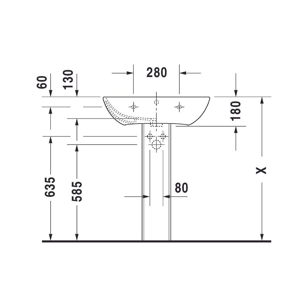 Duravit ME by Starck Waschtisch 490x650x180mm wandhäng., Weiß Hochglanz, Rechtecki... DURAVIT-2335650000 4021534966613 (Abb. 23)