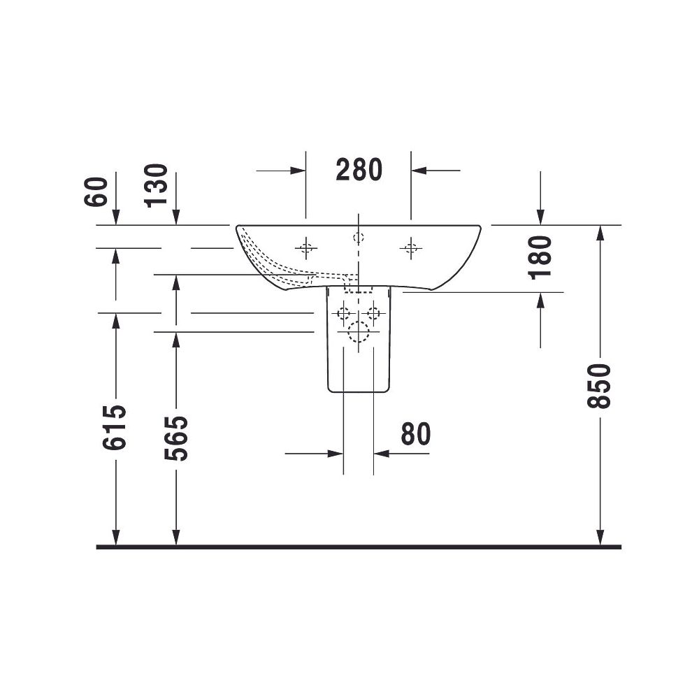 Duravit ME by Starck Waschtisch 490x650x180mm wandhäng., Weiß Hochglanz, Rechtecki... DURAVIT-2335650000 4021534966613 (Abb. 24)