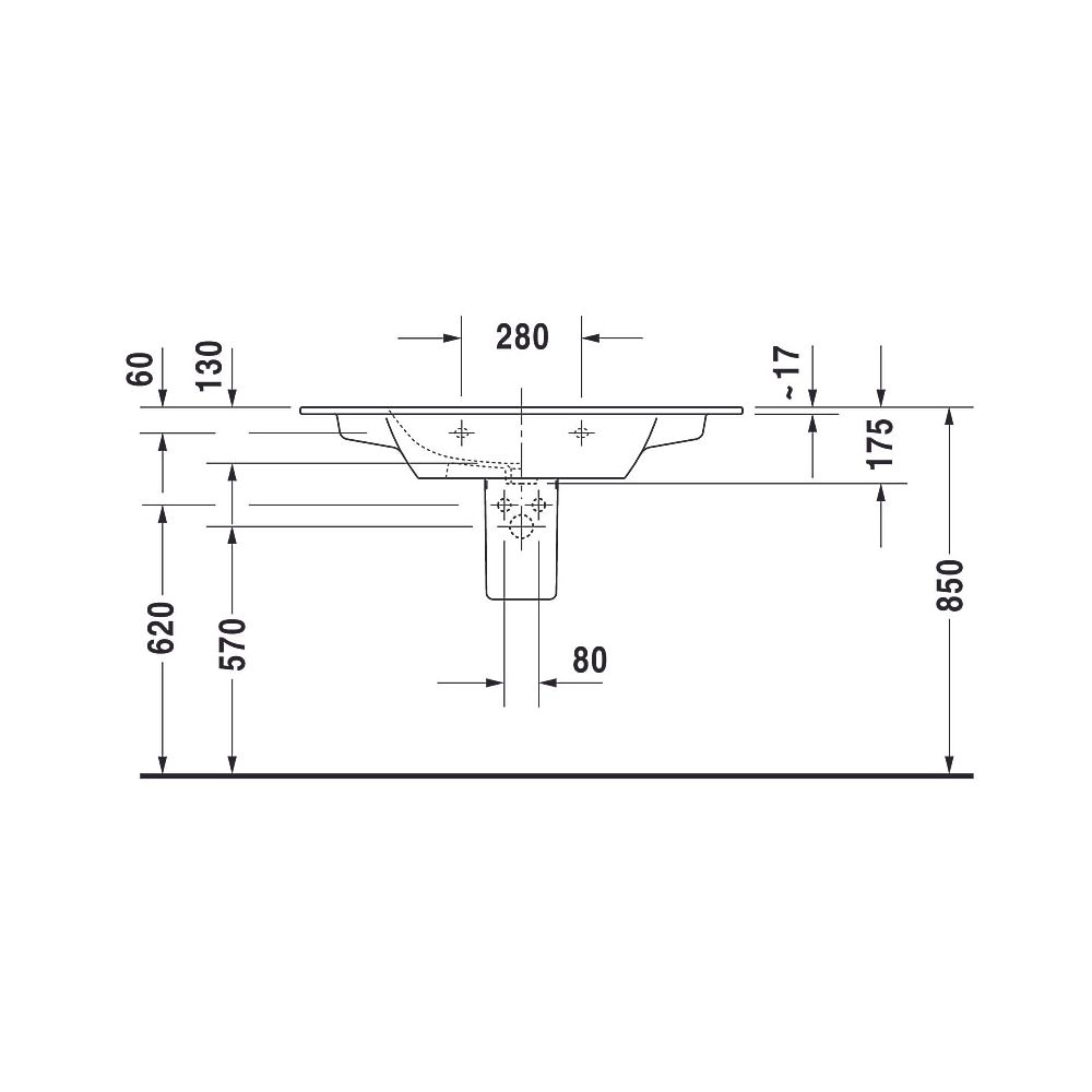 Duravit ME by Starck Waschtisch 490x1030x175mm, WonderGliss, Weiß SDM, Rechteckig... DURAVIT-23361032601 4053424892870 (Abb. 11)