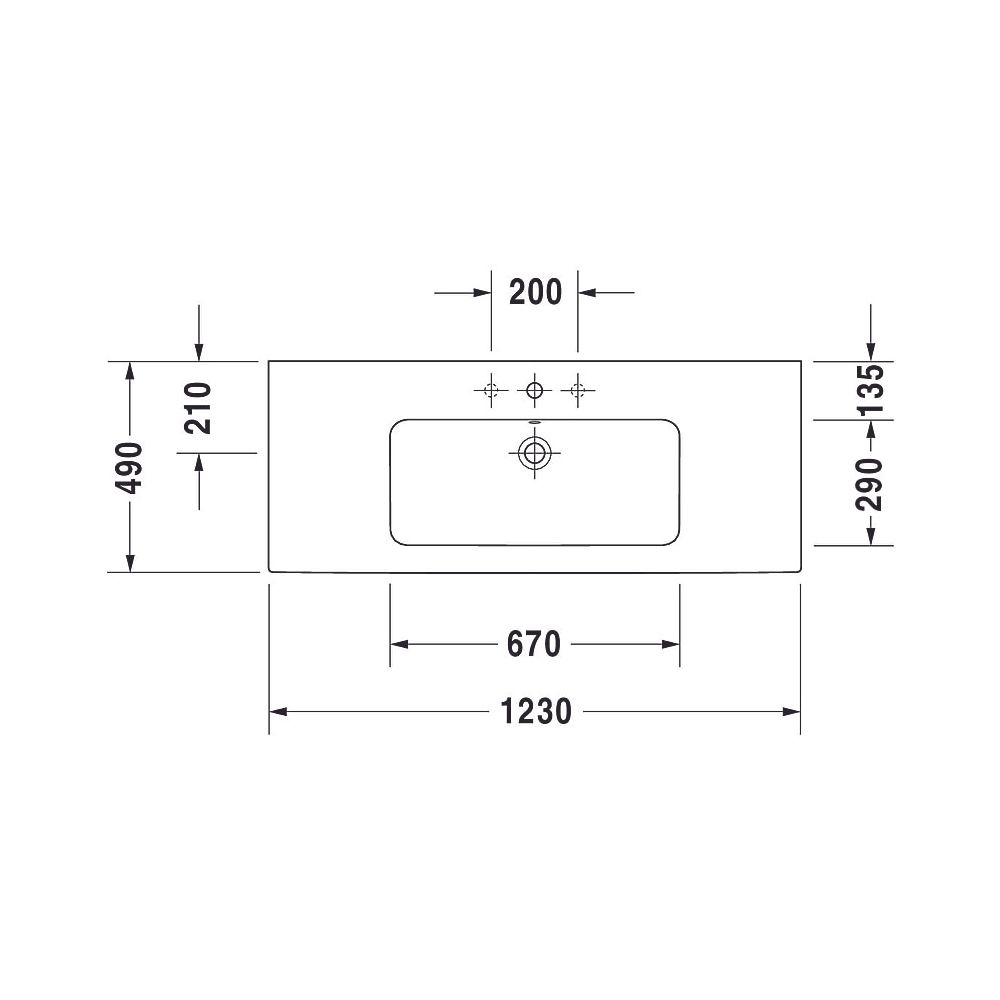 Duravit ME by Starck Waschtisch 490x1230x180mm WonderGliss Weiß Hochglanz, Rechte... DURAVIT-23361200001 4053424052076 (Abb. 20)