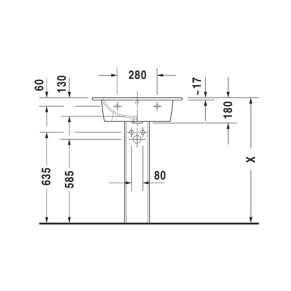 Duravit ME by Starck Waschtisch 490x630x180mm, Weiß Hochglanz, Rechteckig, 1 Wasch... DURAVIT-2336630000 4053424052014 (Abb. 25)