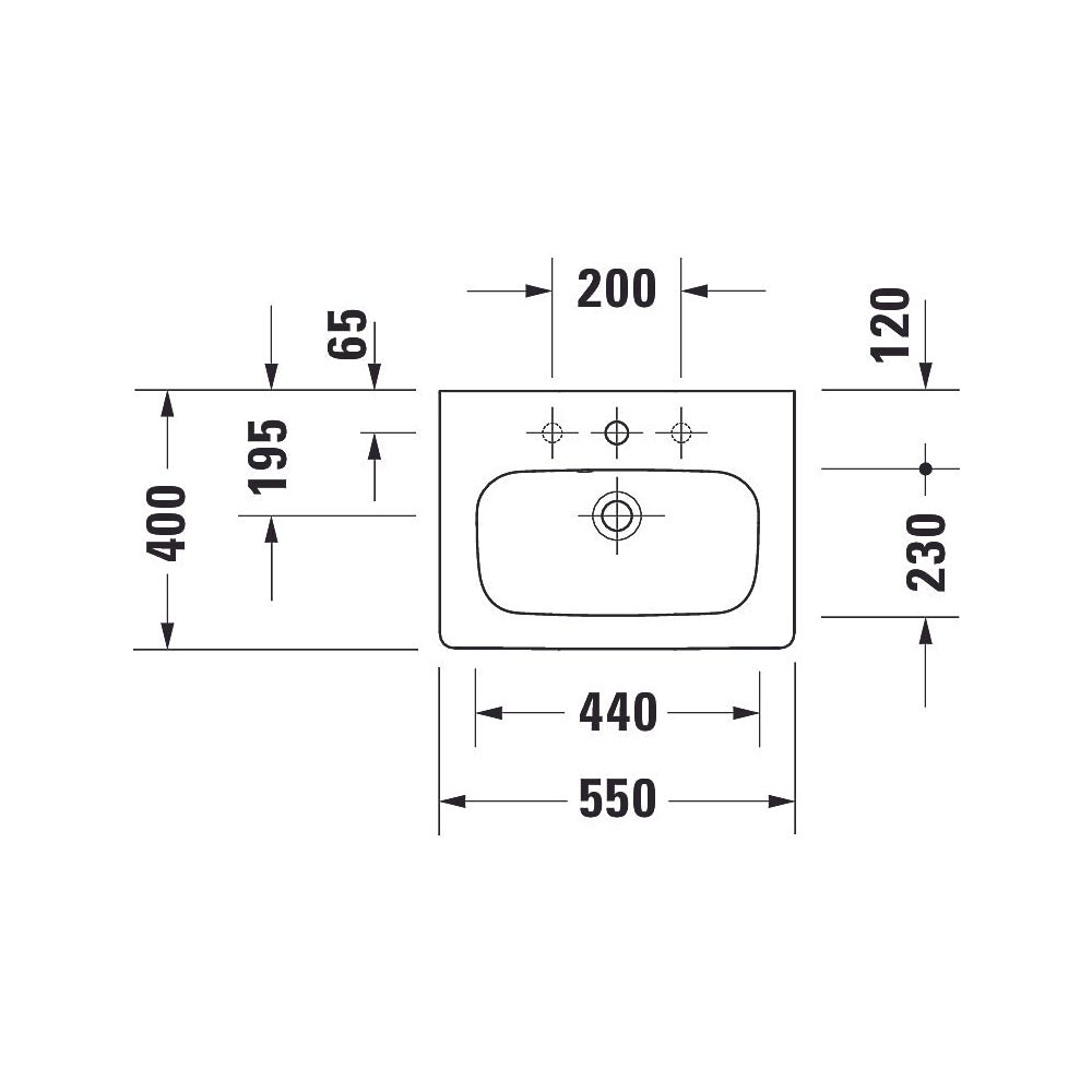 Duravit DuraStyle Waschtisch 400x550x170mm, Compact, Weiß Hochglanz, Rechteckig, 1 ... DURAVIT-2337550000 4053424566412 (Abb. 5)