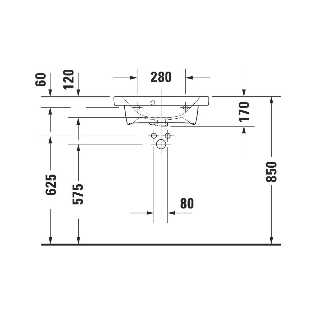 Duravit DuraStyle Waschtisch 400x550x170mm, Compact, Weiß Hochglanz, Rechteckig, 1 ... DURAVIT-2337550000 4053424566412 (Abb. 7)