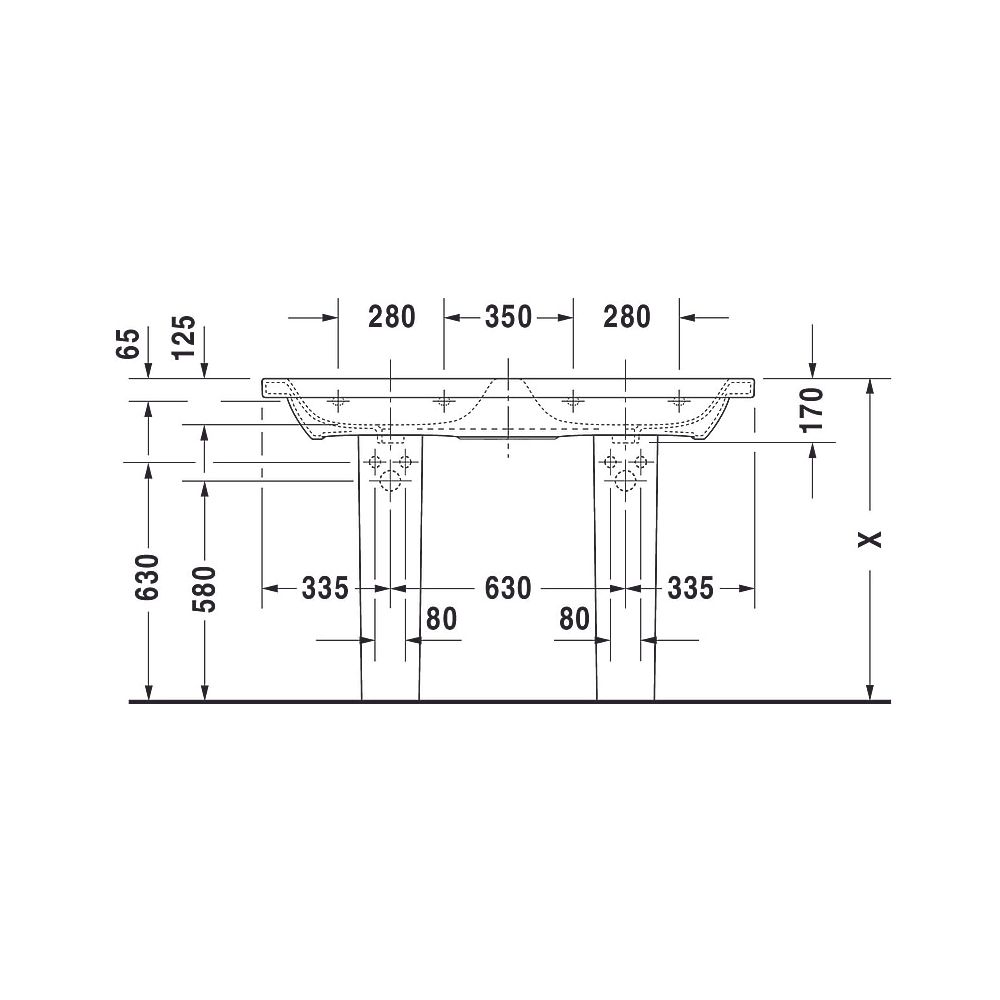 Duravit DuraStyle Doppelwaschtisch 480x1300x170mm wh, Weiß Hochglanz, Rechteckig, ... DURAVIT-2338130000 4021534984631 (Abb. 11)