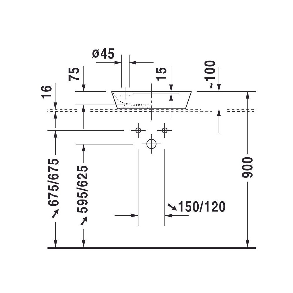 Duravit Cape Cod Aufsatzbecken 460mm, Weiß Hochglanz, DuraCeram, Quadratisch, ohne... DURAVIT-2340460000 4021534988868 (Abb. 20)