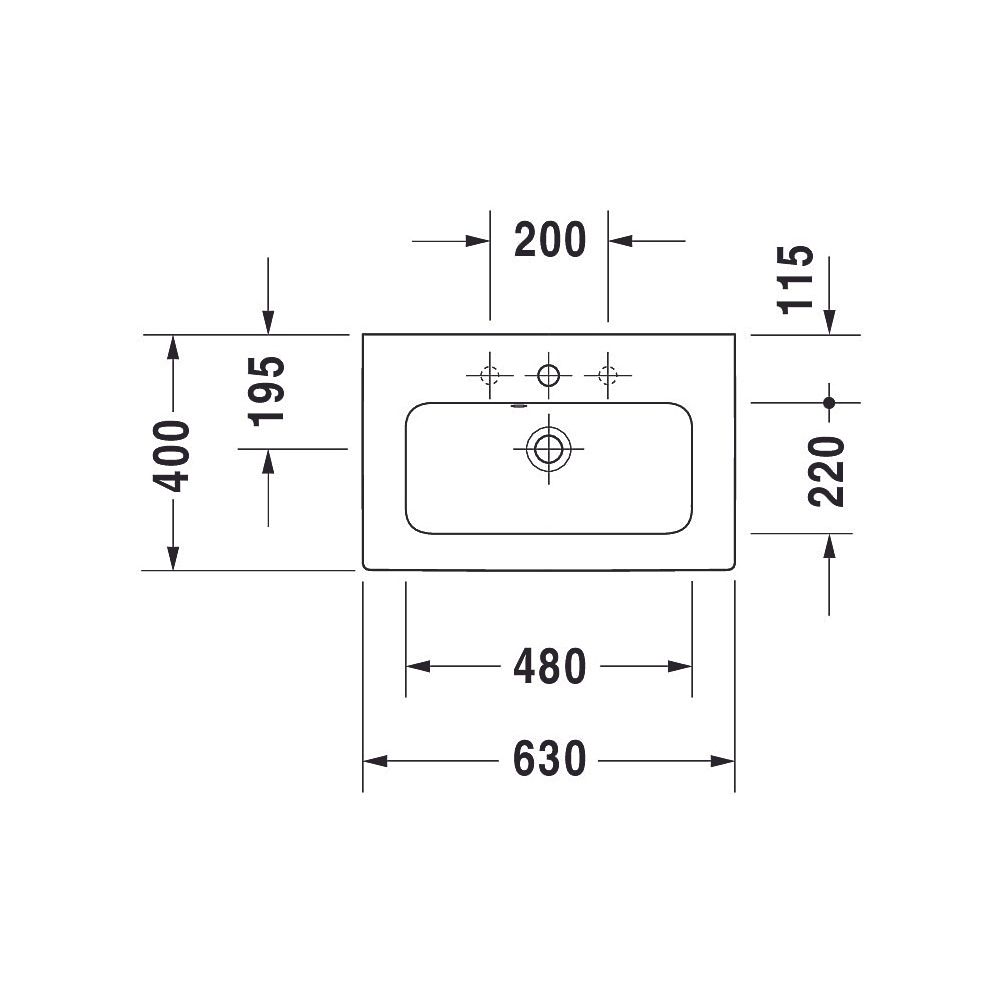 Duravit ME by Starck Waschtisch 400x630x180mm, Compact, Weiß SDM, Rechteckig, 1 Was... DURAVIT-2342633260 4053424893167 (Abb. 6)