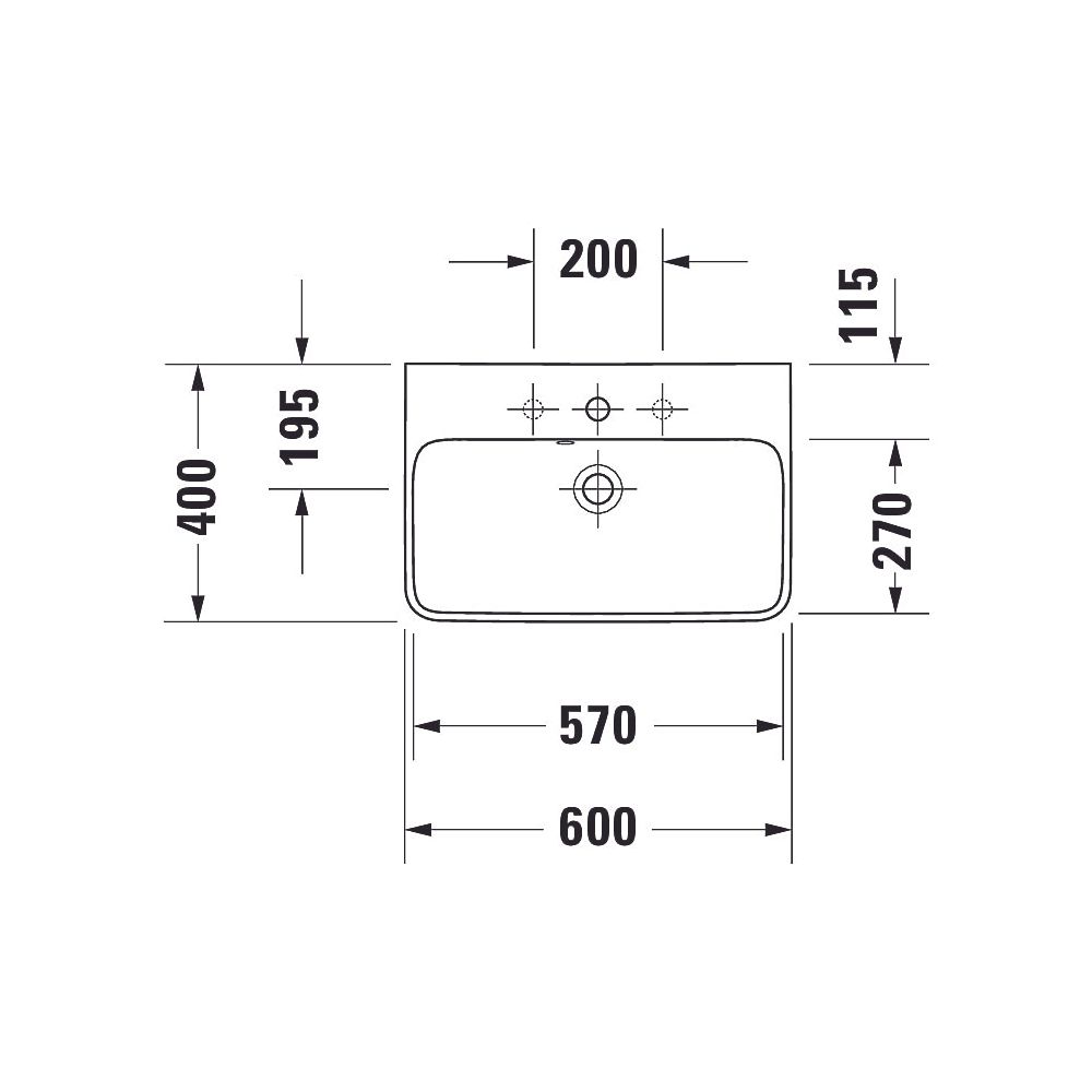 Duravit ME by Starck Waschtisch 400x600x180mm wandh. Weiß SM, Rechteckig, WonderGl... DURAVIT-23436032001 4053424893259 (Abb. 5)