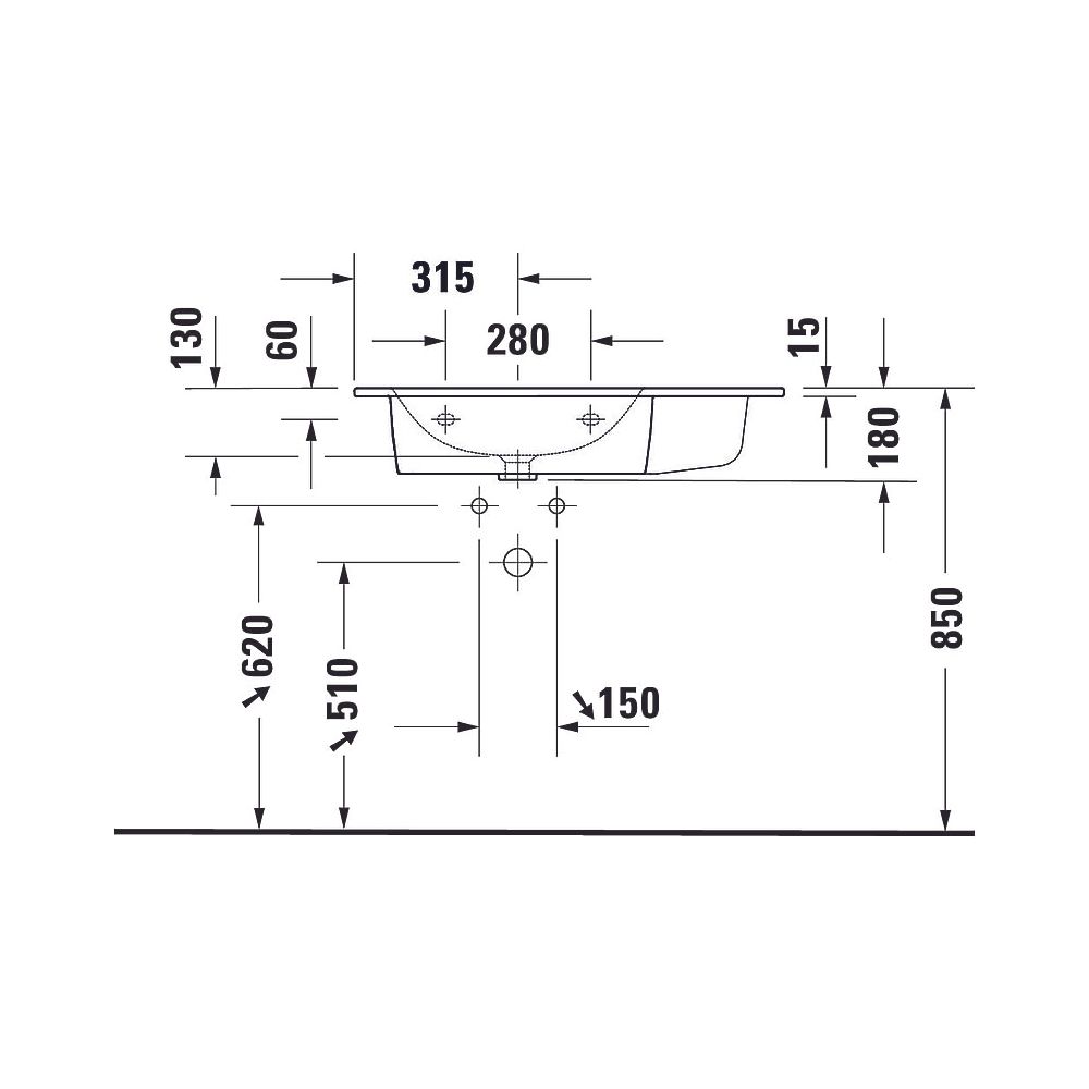Duravit ME by Starck Waschtisch 490x830x180mm, Weiß Seidenmatt, Rechteckig, 1 Wasc... DURAVIT-2345833260 4053424893327 (Abb. 10)