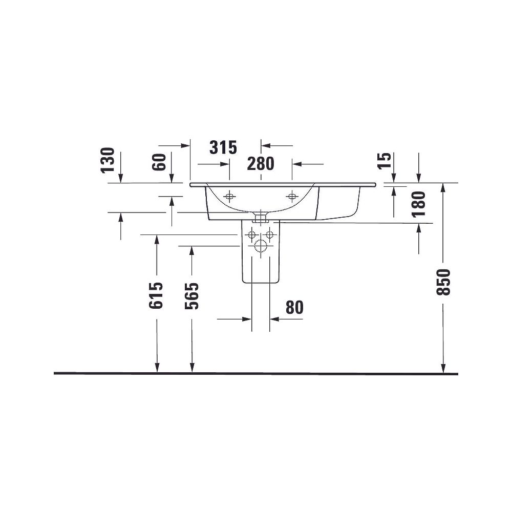Duravit ME by Starck Waschtisch 490x830x180mm, Weiß Seidenmatt, Rechteckig, 1 Wasc... DURAVIT-2345833260 4053424893327 (Abb. 12)