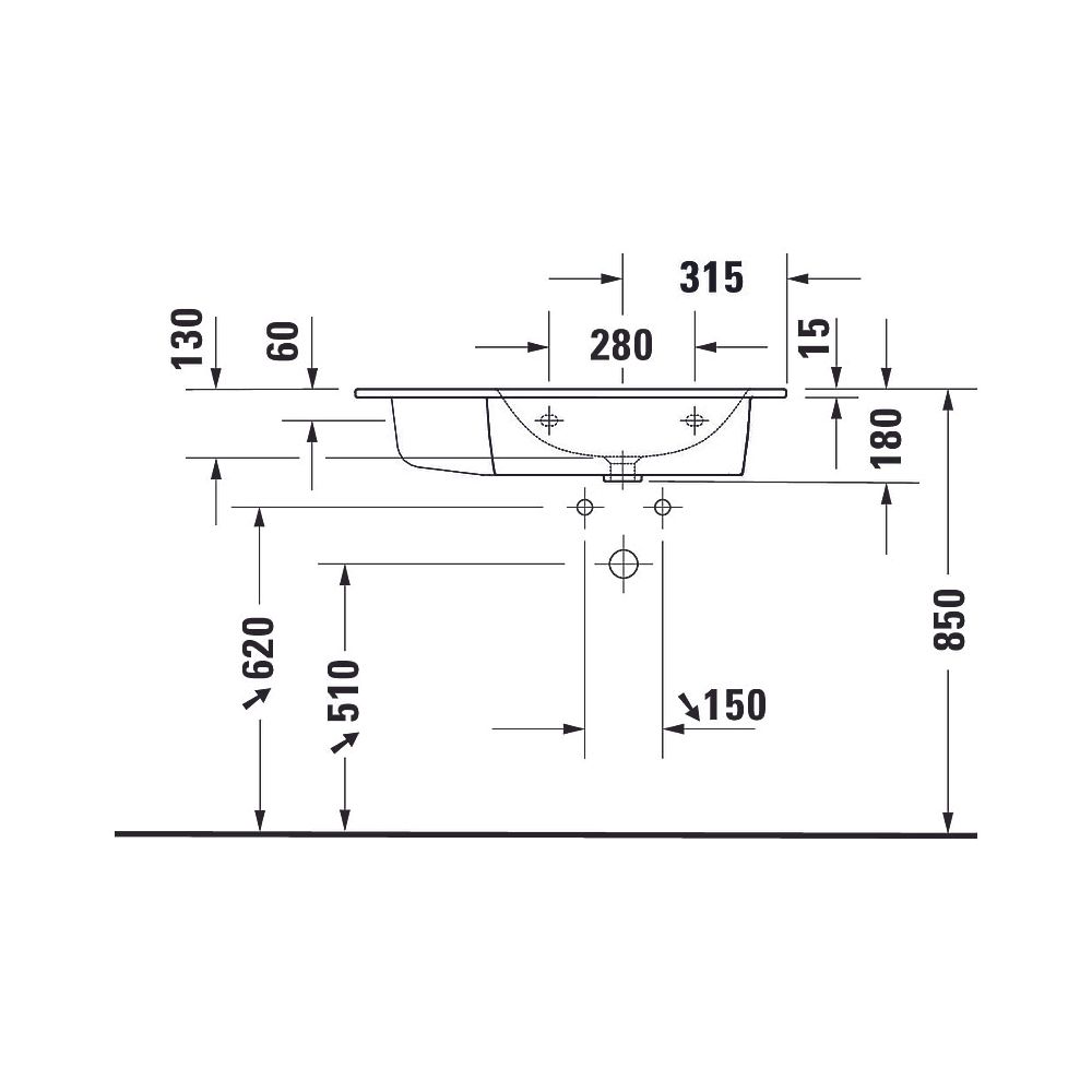 Duravit ME by Starck Waschtisch 490x830x180mm, Weiß Seidenmatt, Rechteckig, 1 Wasc... DURAVIT-2346833260 4053424893389 (Abb. 10)