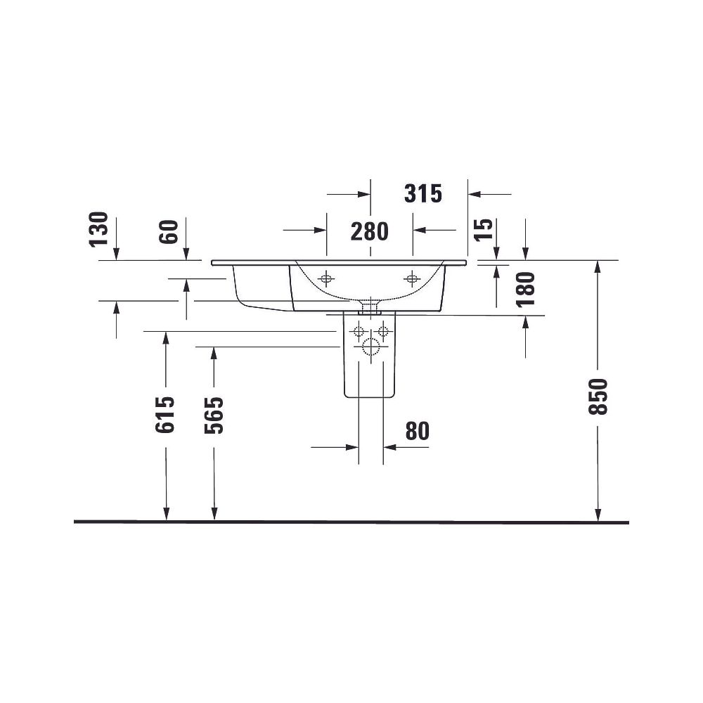 Duravit ME by Starck Waschtisch 490x830x180mm, Weiß Seidenmatt, Rechteckig, 1 Wasc... DURAVIT-2346833260 4053424893389 (Abb. 12)