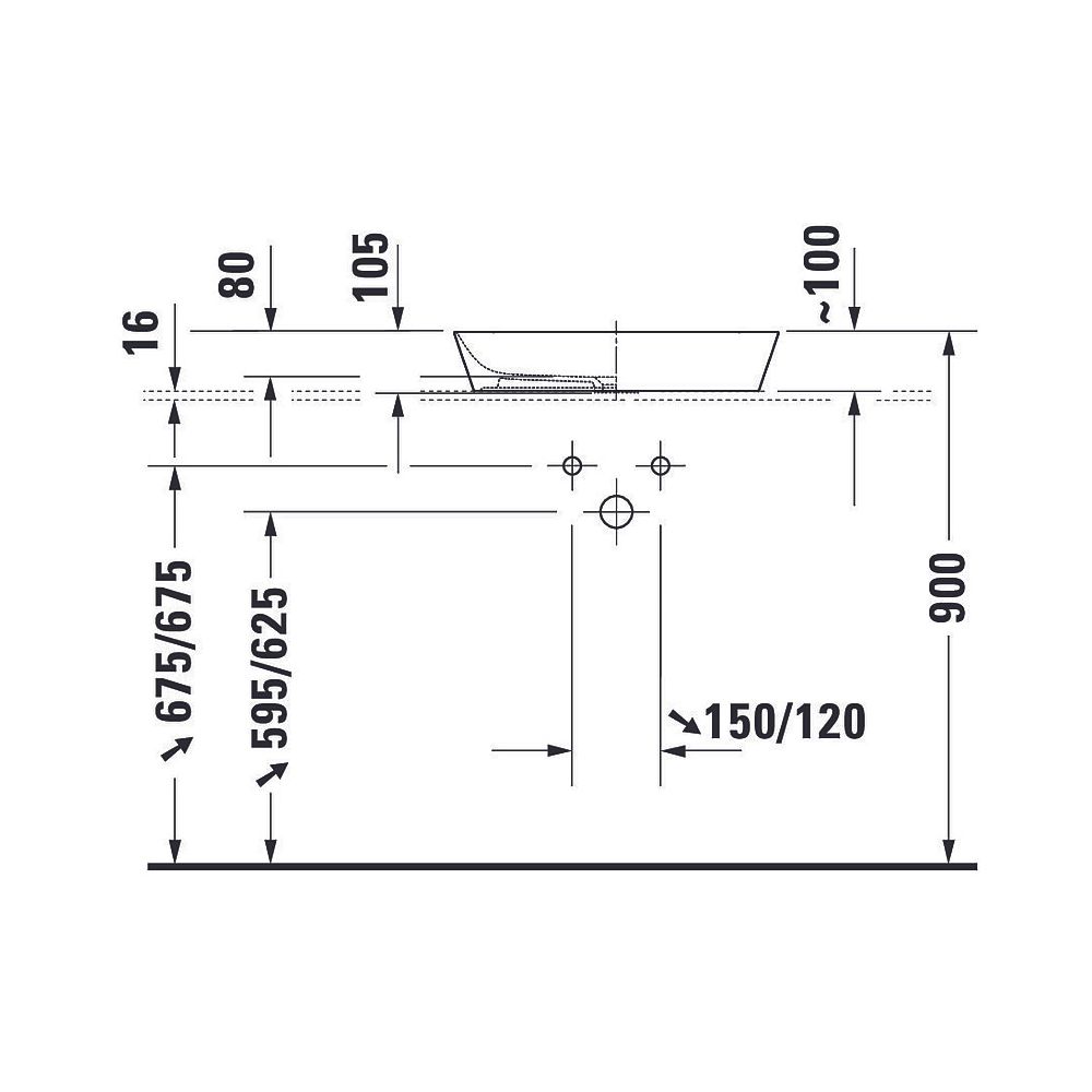 Duravit Cape Cod Aufsatzbecken 550mm, Weiß Hochglanz, DuraCeram, Rechteckig, ohne Ü... DURAVIT-2347550000 4053424587608 (Abb. 9)