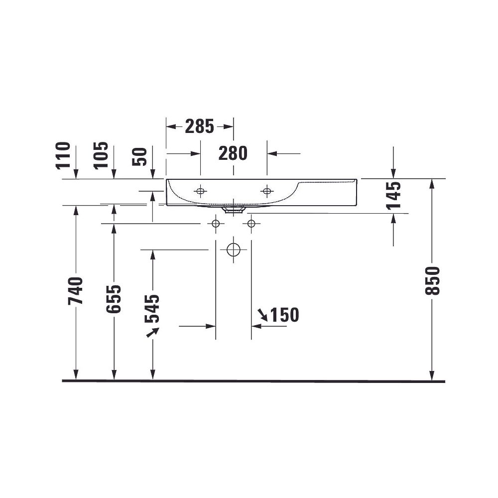 Duravit DuraSquare Waschtisch 470x800x145mm, WonderGliss, Weiß Hochglanz, Rechteck... DURAVIT-23488000701 4053424611549 (Abb. 6)