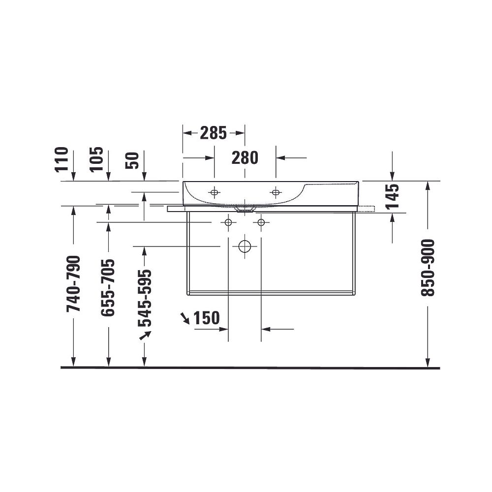 Duravit DuraSquare Waschtisch 470x800x145mm, WonderGliss, Weiß Hochglanz, Rechteck... DURAVIT-23488000701 4053424611549 (Abb. 9)