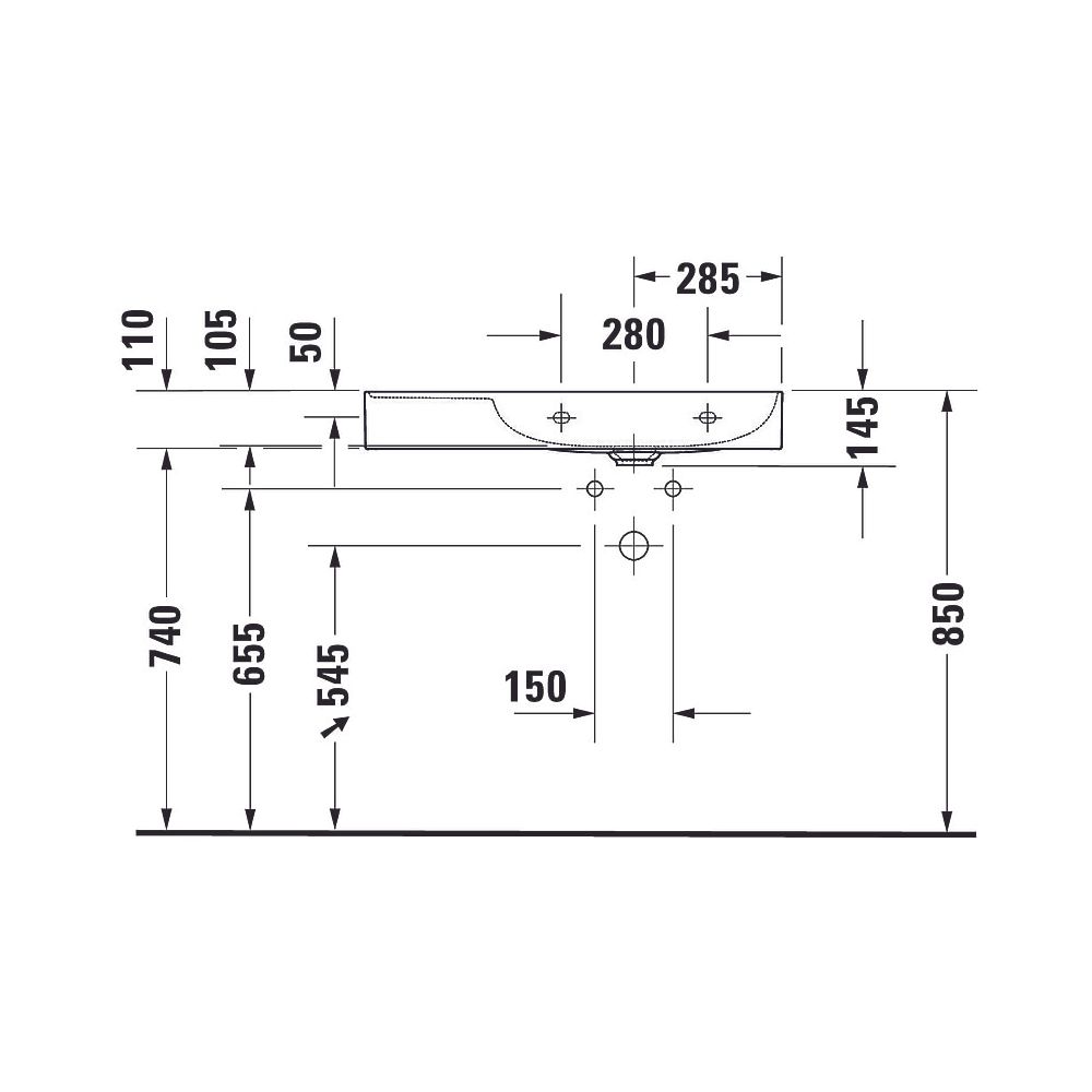 Duravit DuraSquare Waschtisch 470x800x145mm, WonderGliss, Weiß Hochglanz, Rechteck... DURAVIT-23498000791 4053424611723 (Abb. 6)