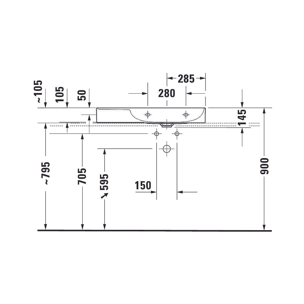 Duravit DuraSquare Waschtisch 470x800x145mm, WonderGliss, Weiß Hochglanz, Rechteck... DURAVIT-23498000791 4053424611723 (Abb. 7)