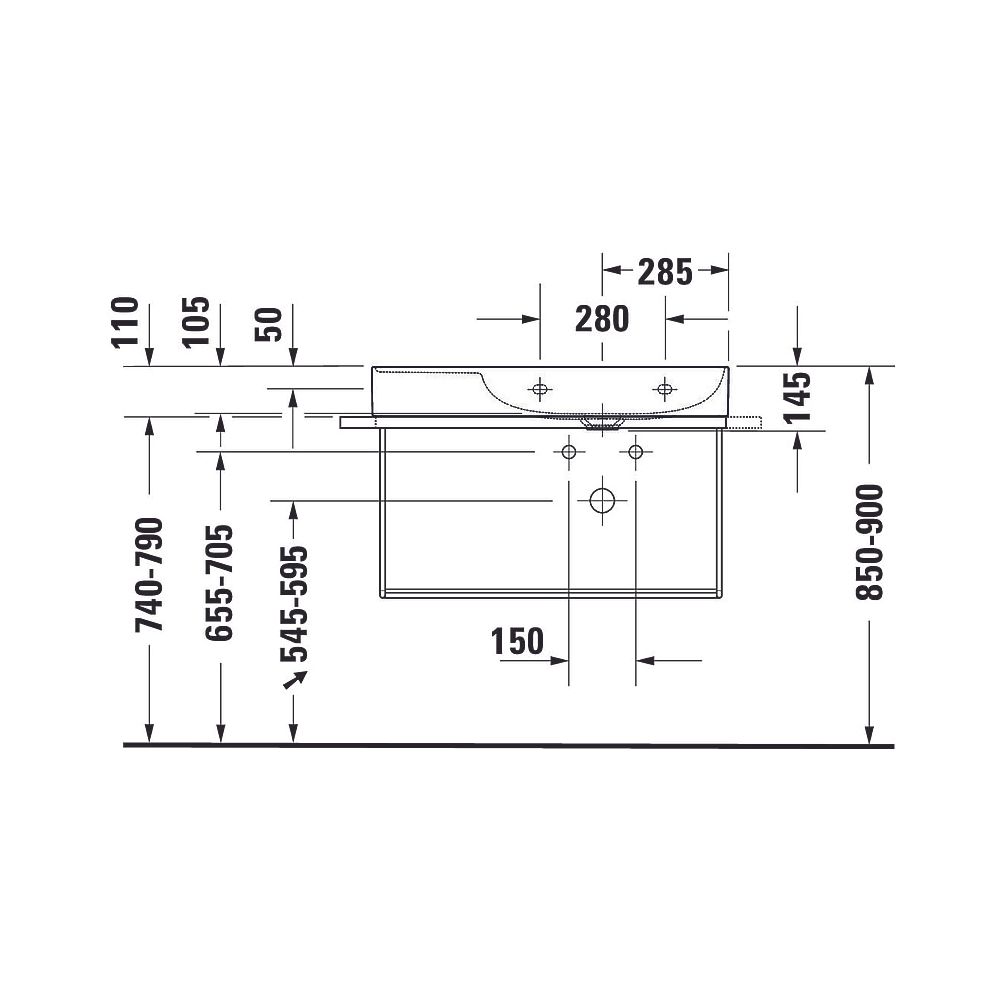 Duravit DuraSquare Waschtisch 470x800x145mm, WonderGliss, Weiß Hochglanz, Rechteck... DURAVIT-23498000791 4053424611723 (Abb. 9)