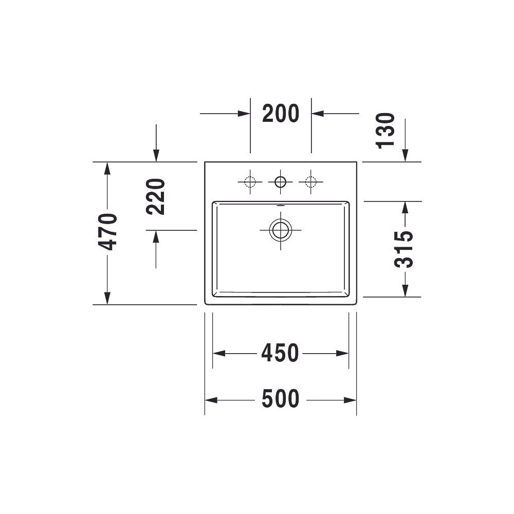 Duravit Vero Air Waschtisch 470x500x165mm wandhängend, Weiß Hochglanz, Rechteckig, ... DURAVIT-2350500070 4053424120553 (Abb. 5)