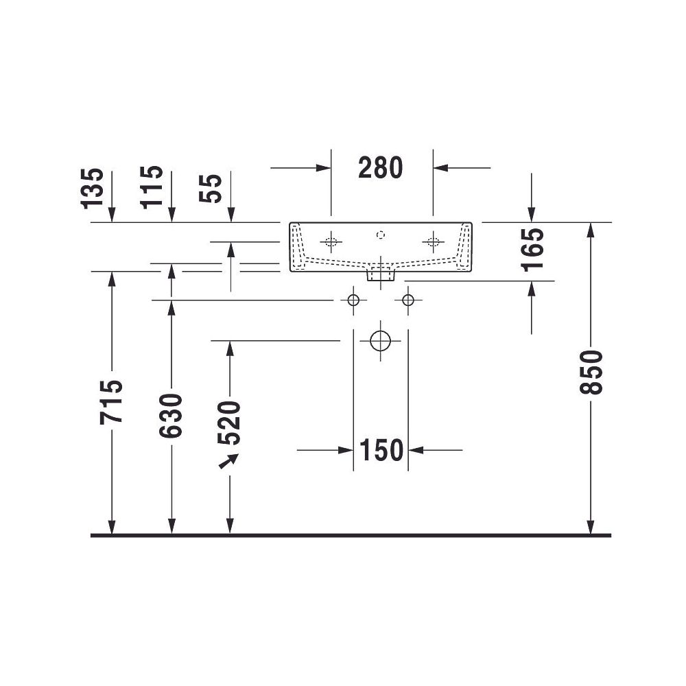 Duravit Vero Air Waschtisch 470x500x165mm wandhängend, Weiß Hochglanz, Rechteckig, ... DURAVIT-2350500070 4053424120553 (Abb. 6)
