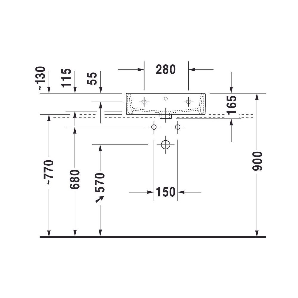 Duravit Vero Air Waschtisch 470x500x165mm wandhängend, Weiß Hochglanz, Rechteckig, ... DURAVIT-2350500070 4053424120553 (Abb. 7)