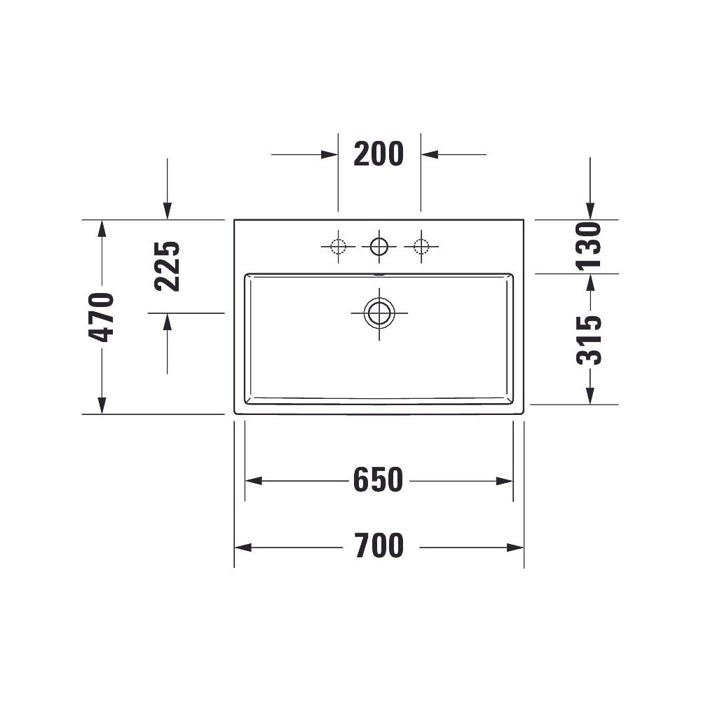 Duravit Vero Air Waschtisch 470x700x165mm wh Weiß Hochglanz, Rechteckig, WonderGli... DURAVIT-23507000411 4053424180366 (Abb. 8)