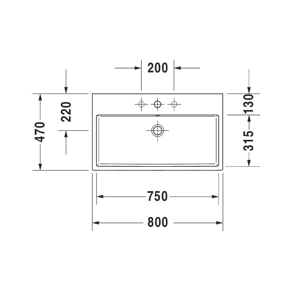 Duravit Vero Air Waschtisch 470x800x165mm wandhäng., Weiß Hochglanz, Rechteckig, 1... DURAVIT-2350800000 4053424120911 (Abb. 30)