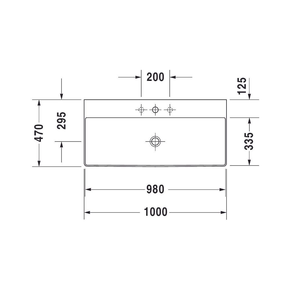 Duravit DuraSquare Waschtisch 470x1000x145mm, DuraCeram, Weiß Hochglanz, Rechtecki... DURAVIT-2353100079 4053424324296 (Abb. 12)