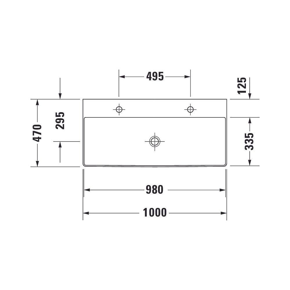 Duravit DuraSquare Waschtisch 470x1000x145mm, DuraCeram, Weiß Hochglanz, Rechtecki... DURAVIT-2353100079 4053424324296 (Abb. 13)