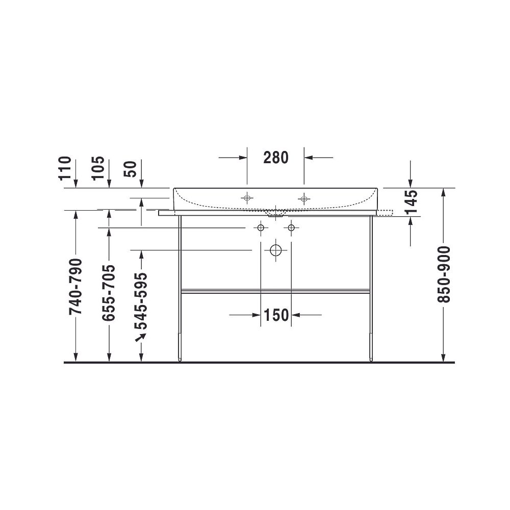 Duravit DuraSquare Waschtisch 470x1000x145mm, DuraCeram, Weiß Hochglanz, Rechtecki... DURAVIT-2353100079 4053424324296 (Abb. 16)