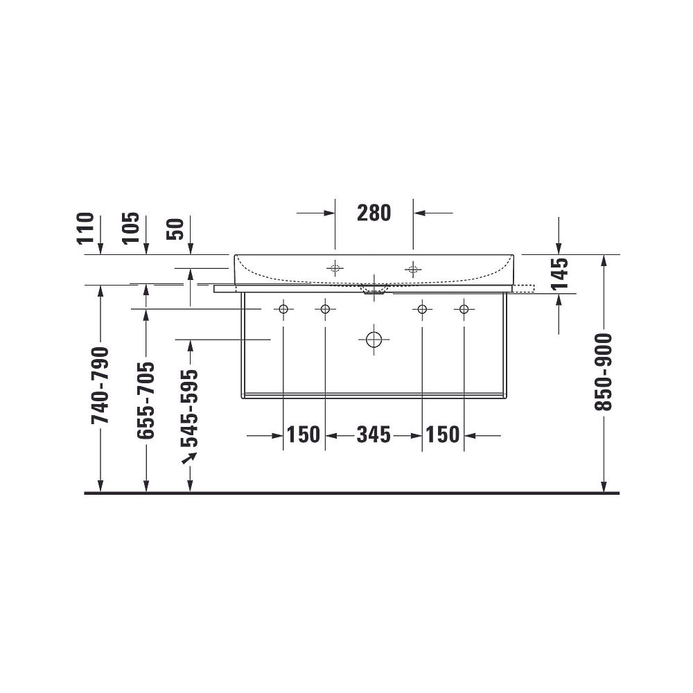 Duravit DuraSquare Waschtisch 470x1000x145mm, DuraCeram, Weiß Hochglanz, Rechtecki... DURAVIT-2353100079 4053424324296 (Abb. 19)