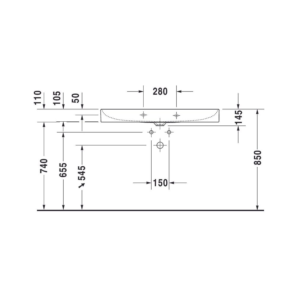 Duravit DuraSquare Waschtisch 470x1000x145mm, DuraCeram, Weiß Hochglanz, Rechtecki... DURAVIT-2353100079 4053424324296 (Abb. 20)