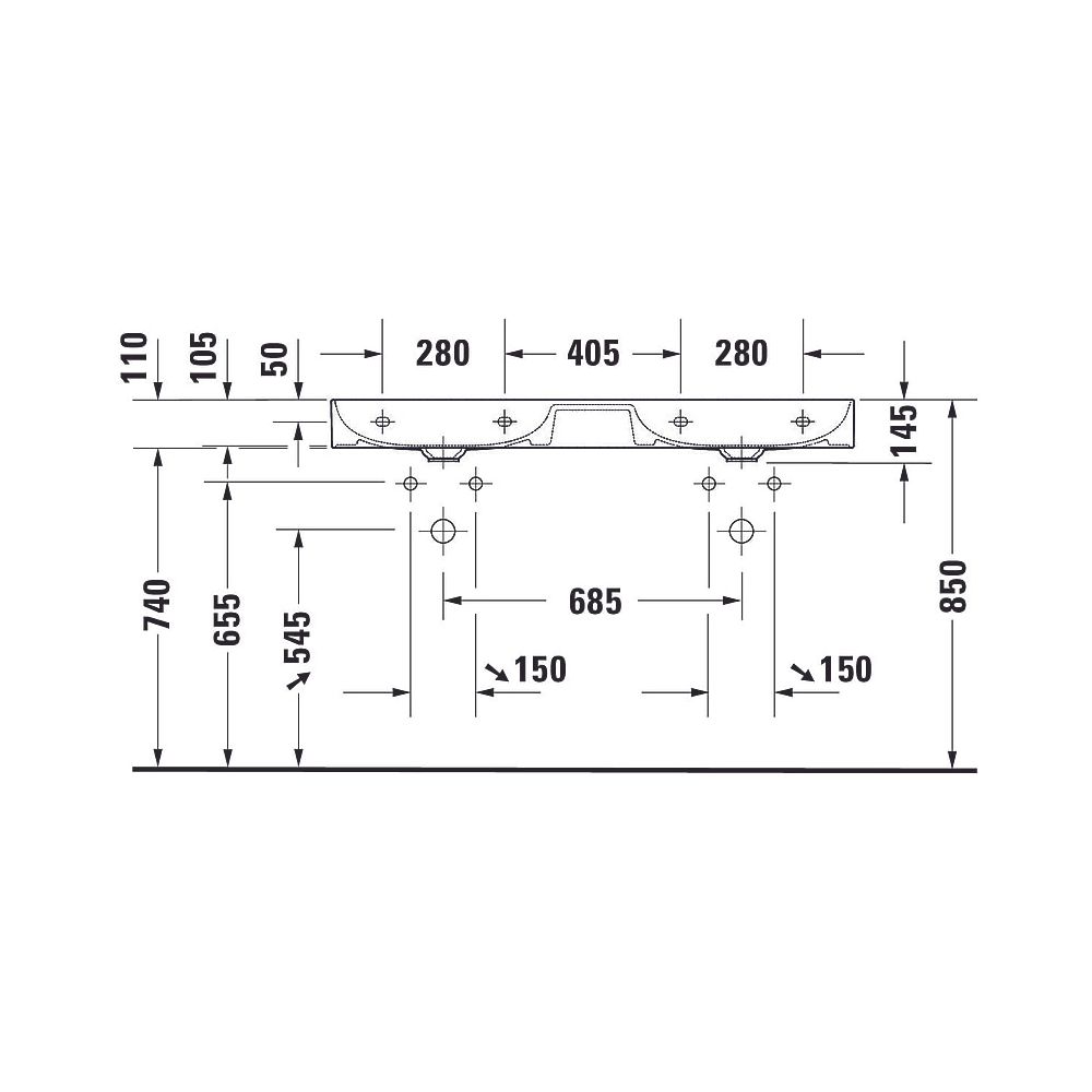 Duravit DuraSquare Waschtisch 470x1200x145mm wh, Weiß HG, Rechteckig, WonderGliss,... DURAVIT-23531200411 4053424611747 (Abb. 8)