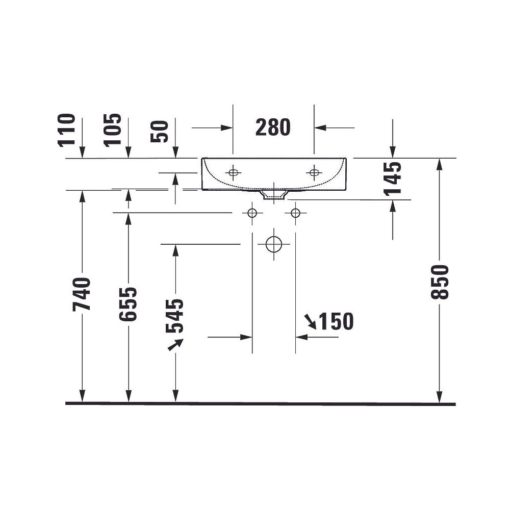 Duravit DuraSquare Waschtisch 470x500x145mm, DuraCeram, Weiß Hochglanz, Rechteckig... DURAVIT-2353500041 4053424611853 (Abb. 21)