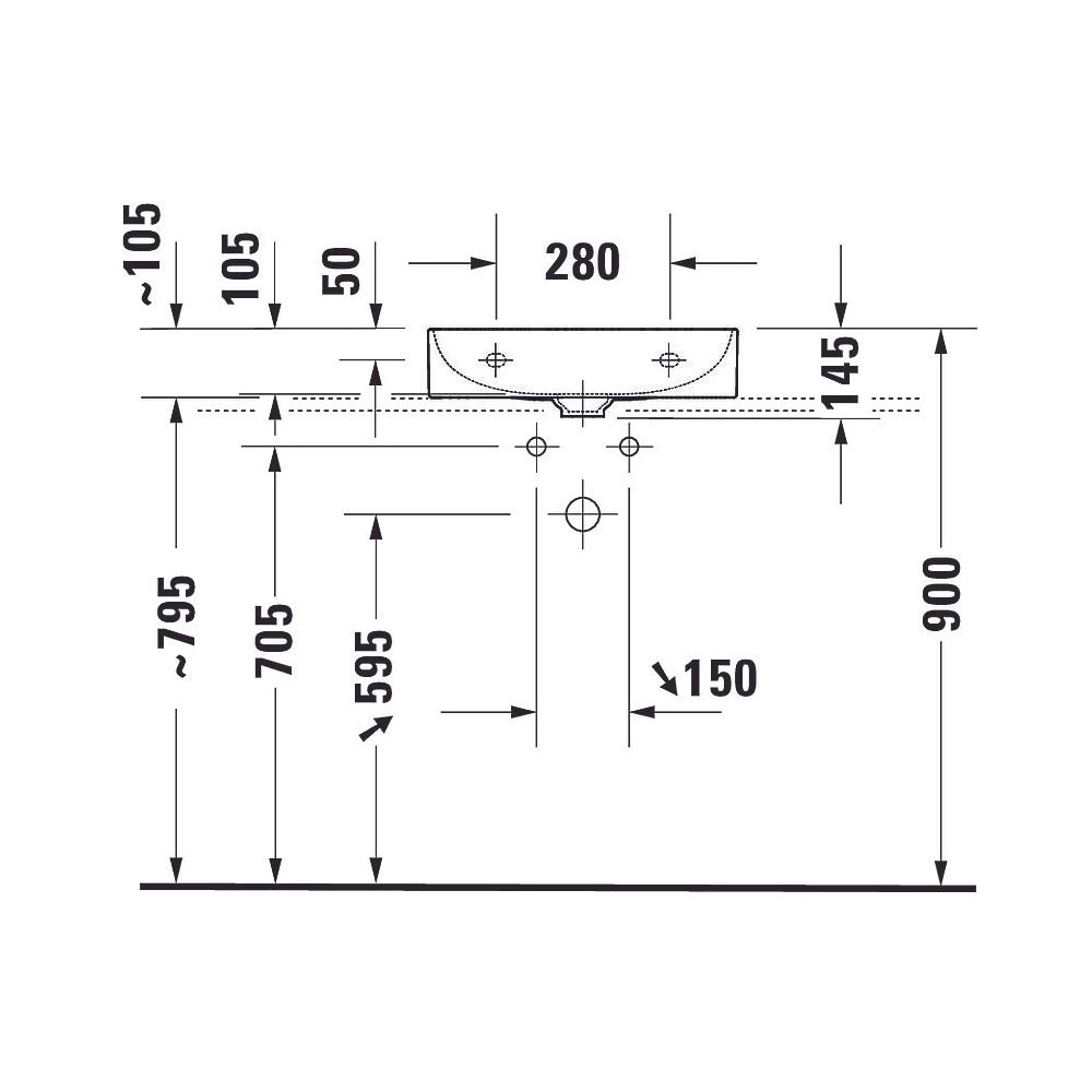 Duravit DuraSquare Waschtisch 470x500x145mm, DuraCeram, Weiß Hochglanz, Rechteckig... DURAVIT-2353500041 4053424611853 (Abb. 22)
