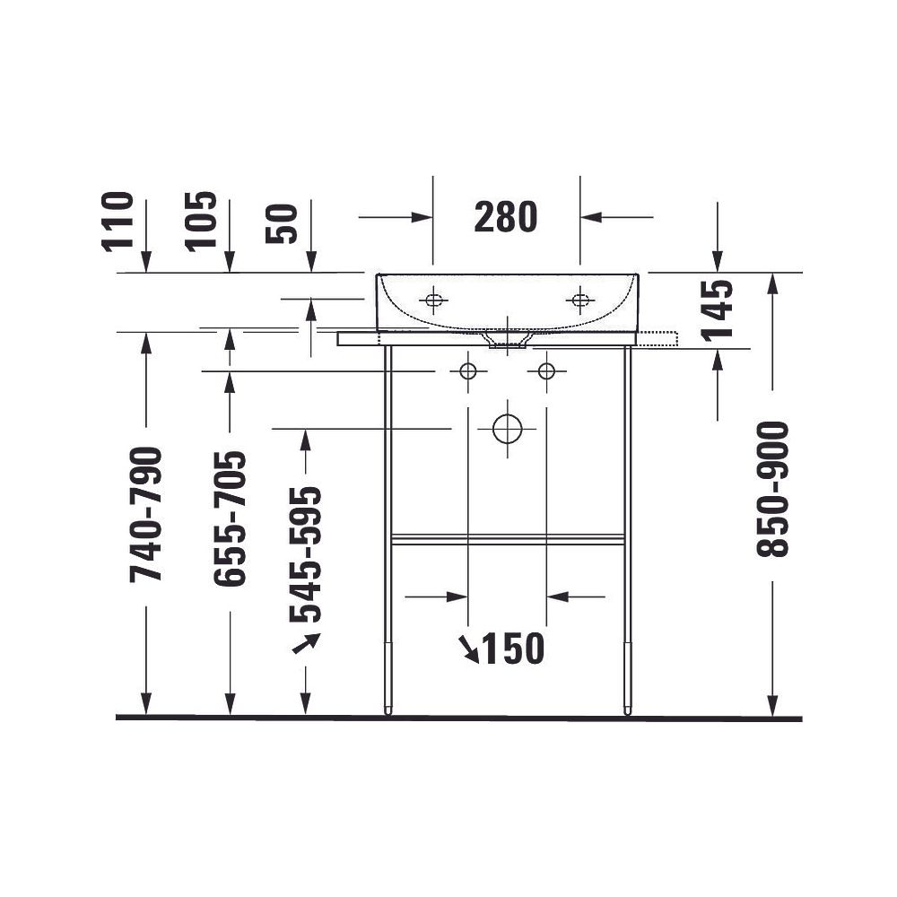 Duravit DuraSquare Waschtisch 470x500x145mm, DuraCeram, Weiß Hochglanz, Rechteckig... DURAVIT-2353500041 4053424611853 (Abb. 23)