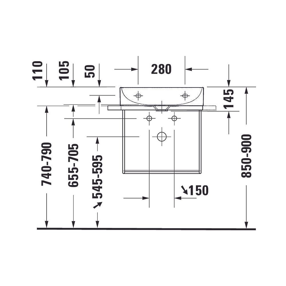 Duravit DuraSquare Waschtisch 470x500x145mm, DuraCeram, Weiß Hochglanz, Rechteckig... DURAVIT-2353500041 4053424611853 (Abb. 24)